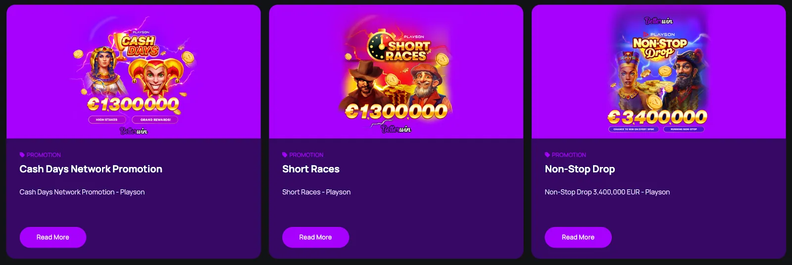 Image of a casino app interface showcasing various casino promotions available for users.