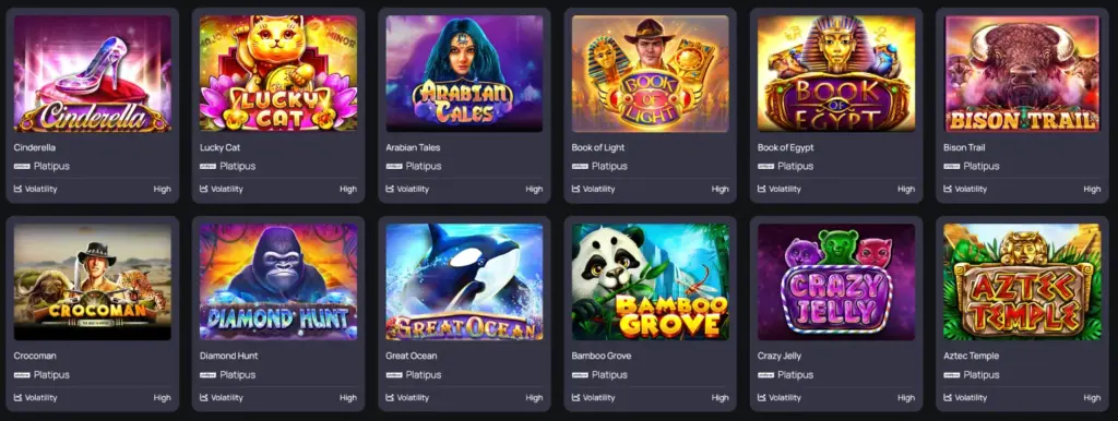 A screenshot from Betterwin Casino game section showing the demo option under every game.