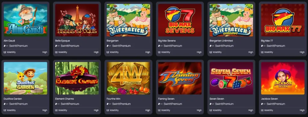 A screenshot from BetterWin Casino’s extensive game library.
