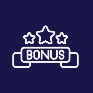 Bonus button with three stars on top of it on a dark blue background.