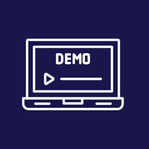 A white laptop with the sign “demo” on its screen.