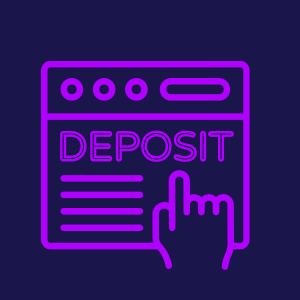 Deposit line icon displayed on a dark background, symbolizing financial transactions or banking services.