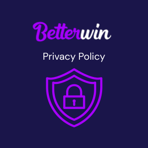 A dark background with the Betterwin logo at the top, the words "Privacy Policy" in the middle, and a shield with a padlock icon at the bottom.