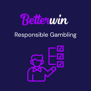 The Betterwin logo is shown with the text "Responsible Gambling" and a person icon pointing to a list of three checked boxes.