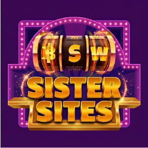 Big Spin Wins sister sites icon featuring a glowing slot machine with BSW letters and neon-style frame on a purple background.